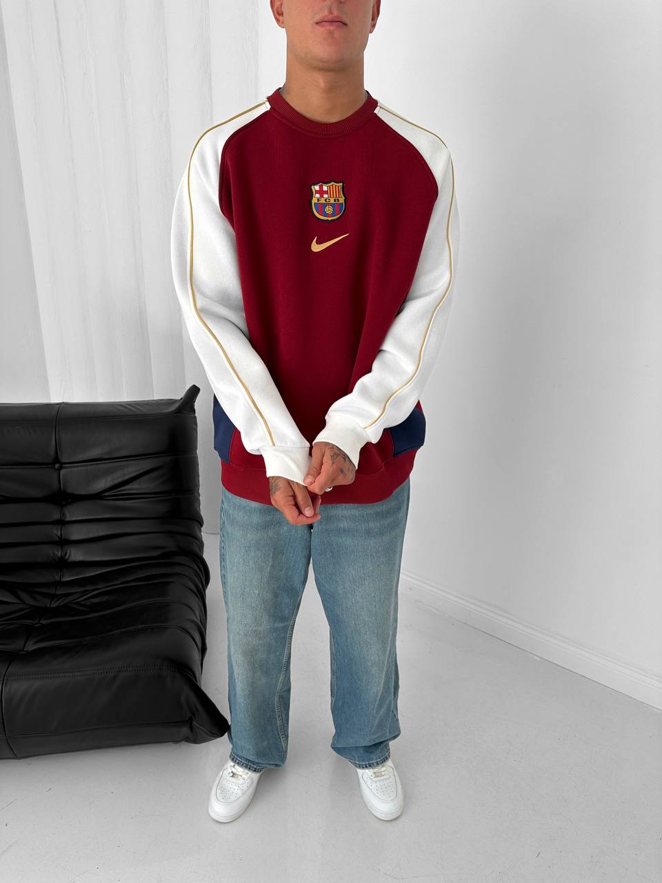 FC Barcelona Retro Piped Crewneck Sweatshirt – Oversized Blokecore Style