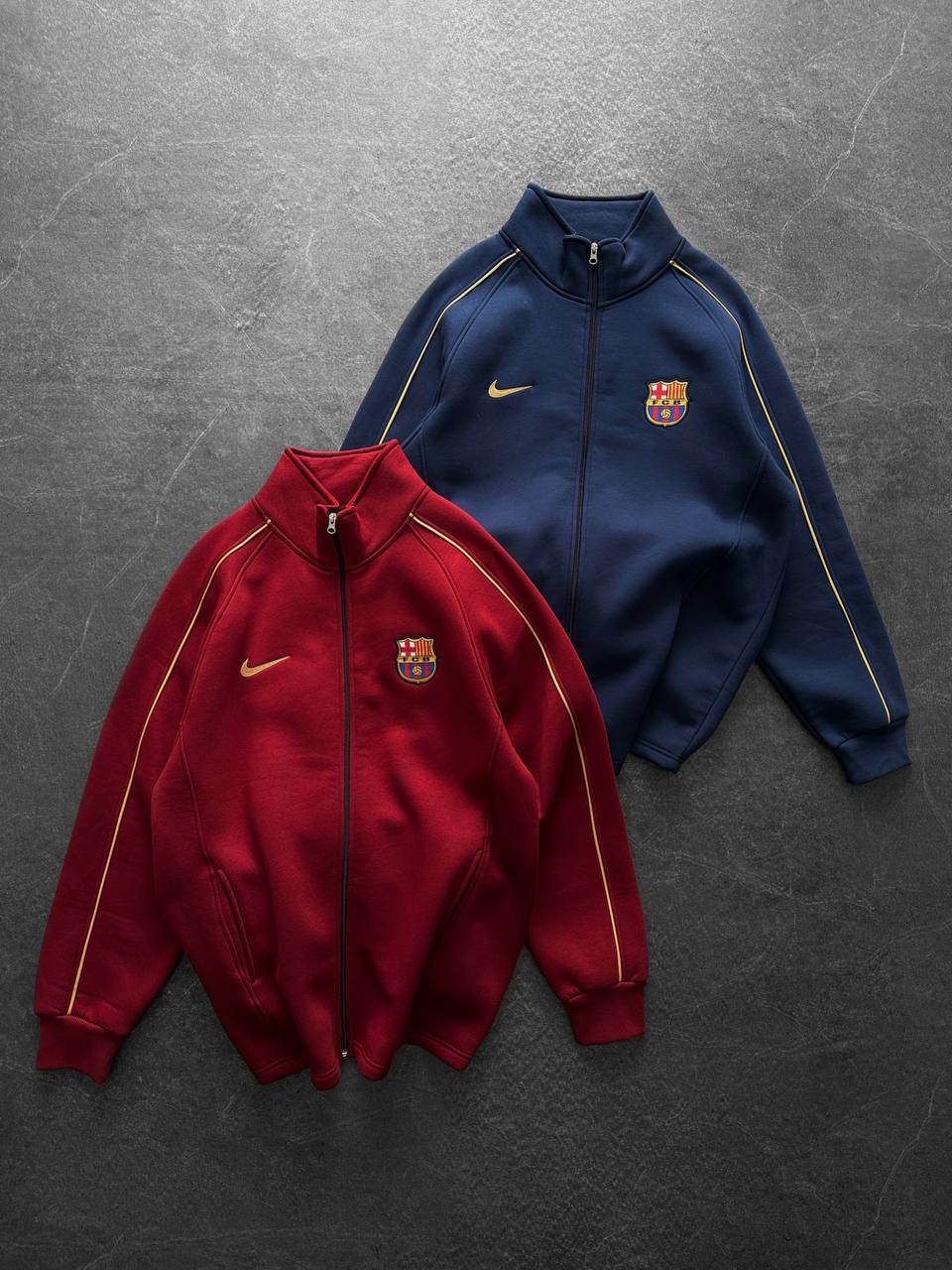 FC Barcelona Retro Piped Track Jacket – Oversized Blokecore with Gold Embroidery