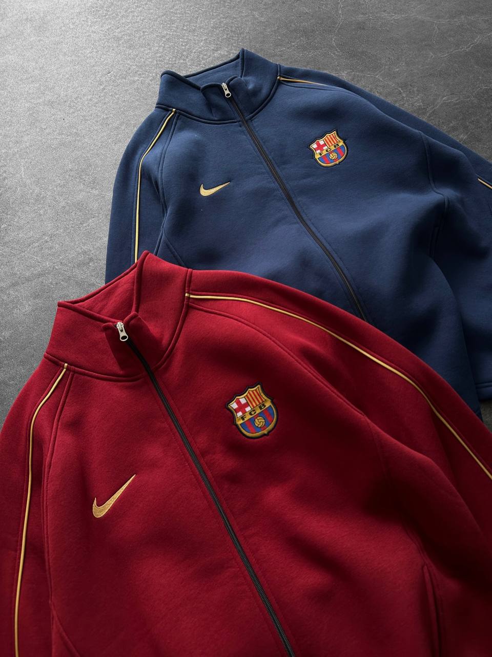 FC Barcelona Retro Piped Track Jacket – Oversized Blokecore with Gold Embroidery